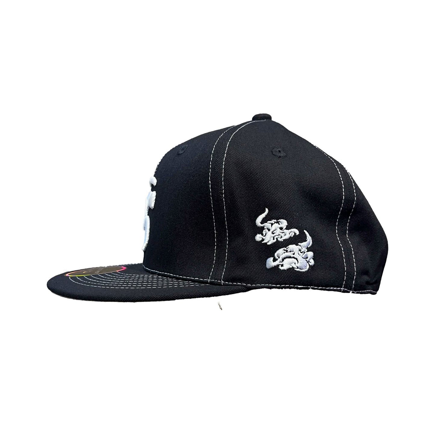 Fitted Cap- Black/White/Contrast Stitch