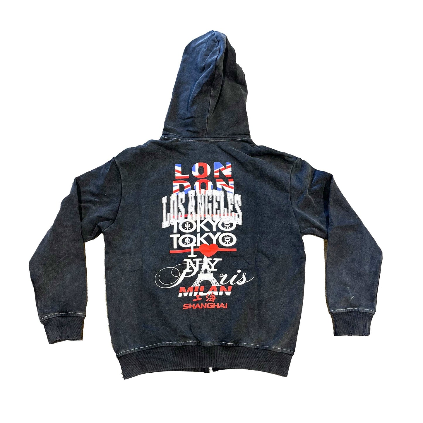 Flood Sport International Zip Hoodie- Washed Black