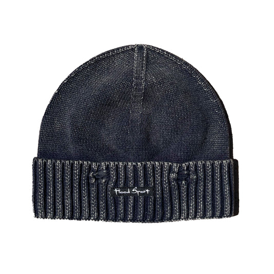 Distressed Micro Label Beanie- Navy